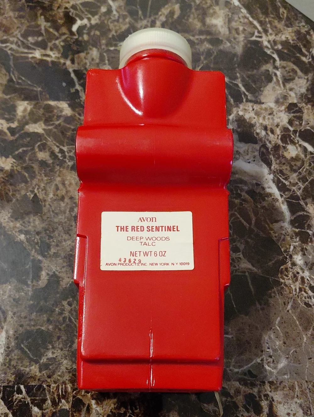 Vintage Avon The Red Sentinel Deep Woods Talc Molded Red Plastic Container